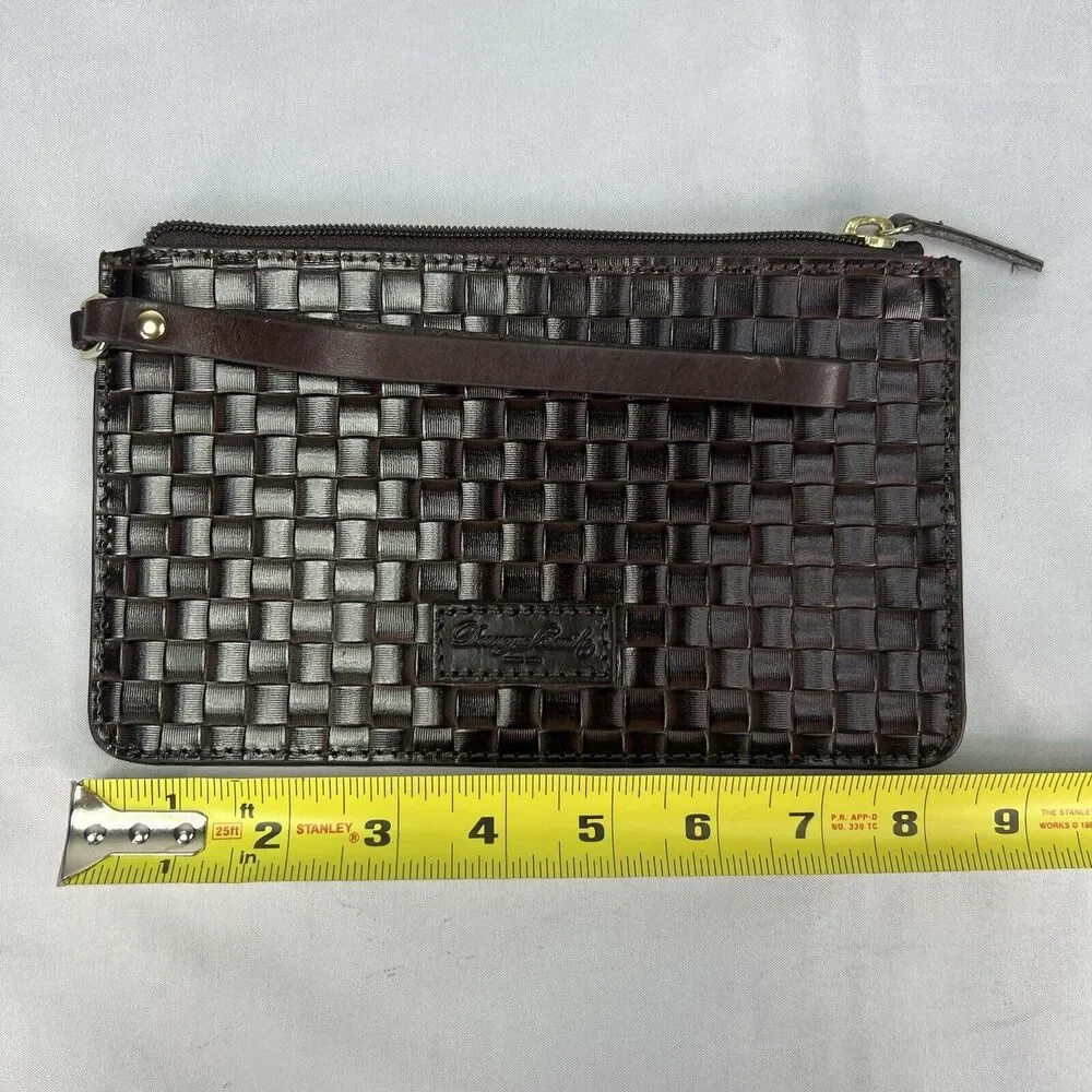 Dooney & Bourke Chocolate Brown Woven Flat Leather Wristlet Wallet - Picture 5 of 6